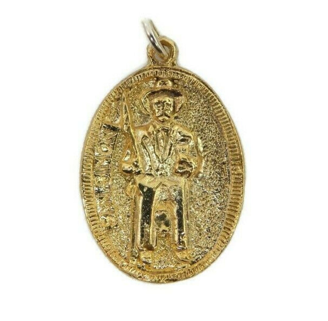 San Simon Medallion Pendant Charm 14k Yellow Gold. - Etsy