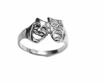 Classic Comedy and Tragedy Ring .925 Sterling Silver