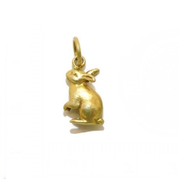 Rabbit Pendant Charm 14k Yellow Gold!!