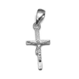 Cross Latin 1 with Jesus Christ Pendant Charm Sterling Silver .925
