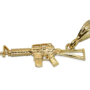 14k solid gold ak-47 rifle charm pendant