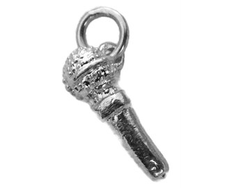 Microphone Pendant Charm Sterling Silver .925