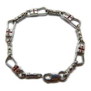 ACTS Bracelet Fishers of Men Sterling Silver Red Maltese Cross New Style Design!!