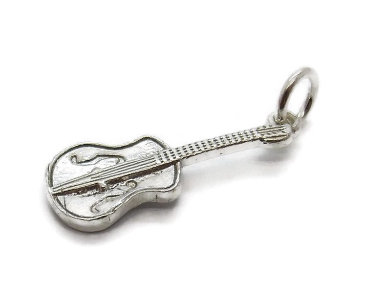 Fiddle Violin Pendant Charm .925 Sterling Silver image 1