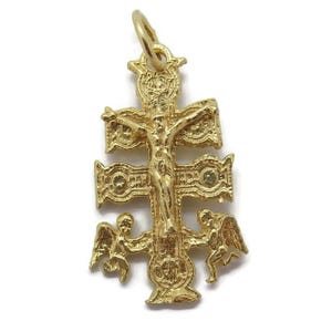 Caravaca Cross Charm Pendant14k Yellow Gold!!