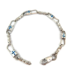 ACTS Bracelet Fishers of Men Sterling Silver Budded Cross Blue Design