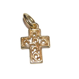 Small cross 14k yellow gold charm pendant