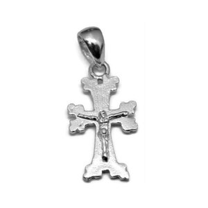 Cross Fourchée with Jesus Christ Pendant Charm Sterling Silver .925