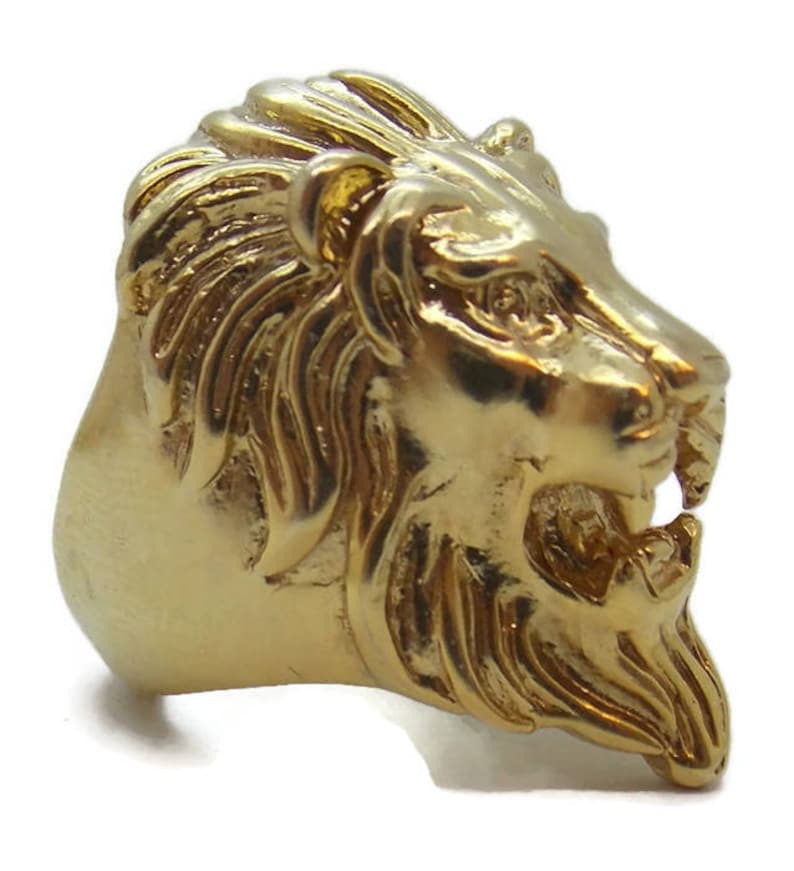 LION Head Ring Men's 14K Solid Yellow Gold. Etsy Australia