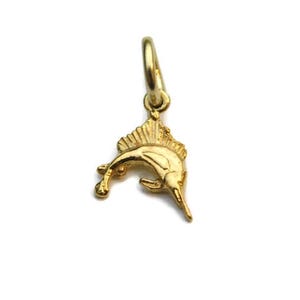 Sail fish 14k yellow gold charm pendant