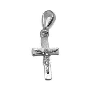 Cross Latin 2 with Jesus Christ Pendant Charm Sterling Silver .925