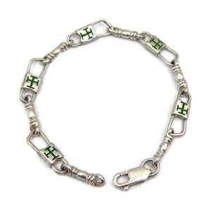 ACTS Bracelet Fishers of Men Sterling Silver  Byzantine Cross Green Desing