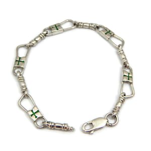 ACTS Bracelet Fishers of Men Sterling Silver Maltese Cross New Style Green Design