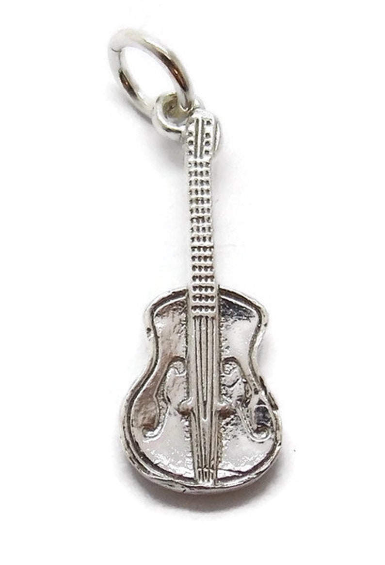 Fiddle Violin Pendant Charm .925 Sterling Silver image 3