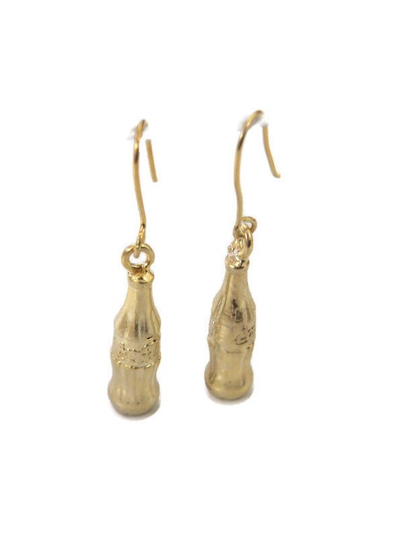 Coca Cola Earrings 14k Solid Yellow Gold Etsy Ireland