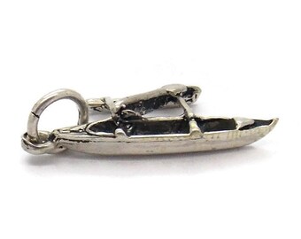 Bateau, Kayak, Canoe, Charme Pendant .925 Sterling Argent!!