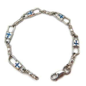 ACTS Bracelet Fishers of Men Sterling Silver Maltese Cross Blue Design