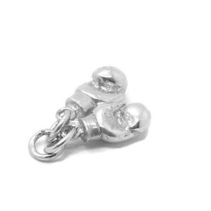 Small Boxing Gloves Charm Pendant. 925 Sterling Silver