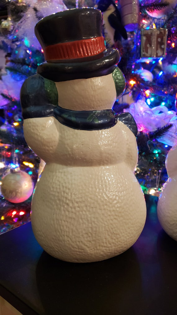 Vintage Hand-painted Snowman & Snowwoman Set – Sparkly Christmas