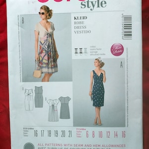 Burda 7059 twist top dress pattern sheath or gathered front.  Sizes 6-16 B 30-38.  UNCUT