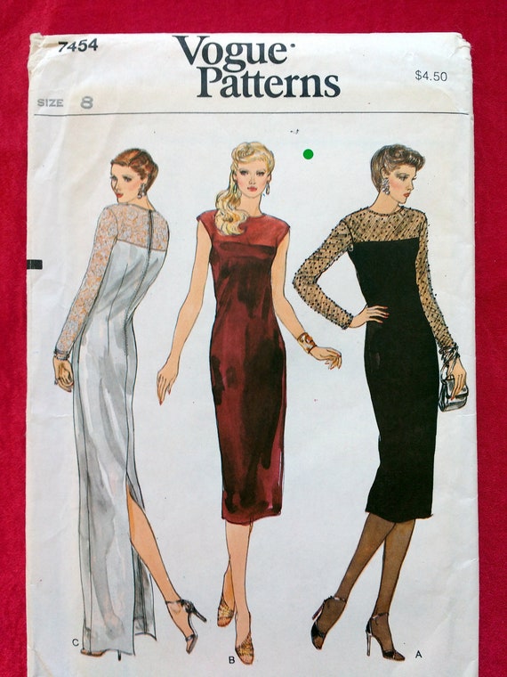Vogue 7454 elegant evening dress little black dress pattern size 8 31.5 B Uncut Vogue 7454 elegant evening dress little black dress pattern size 8 31.5 B Uncut