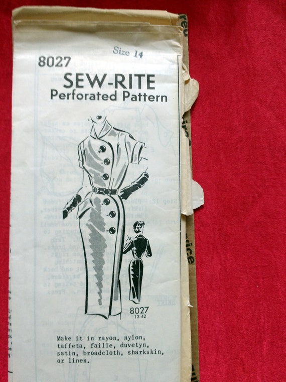 1950s Wiggle Secretary Lois Lane Dress Pattern Sew-rite 8027 Size 14 B 32 -  Etsy