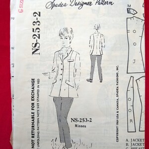 RARE Spadea NS-253-2 1960s English riding jacket pattern size 12 34 B UNCUT