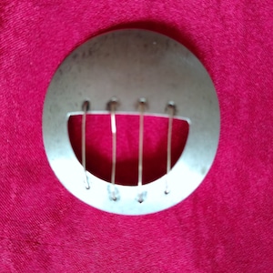 RARE Modern Modernist handcrafted sterling and gold lyre brooch