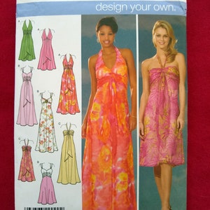 Simplicity 4577 Evening dress pattern in two lengths with bodice variations.  Size 12 B 34 CUT
