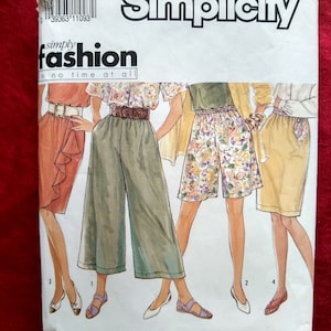Simplicity 7173 1990s pattern for misses&#39; culottes, sarong drape option.  Size 10 W 25 CUT
