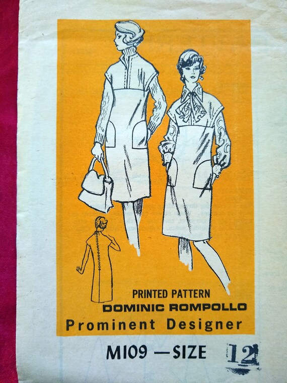 RARE Prominent Designer Dominic Rompollo M109 Boho mod artistic jumper  dress pattern size 12 34 B CUT