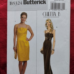 Misses Lined Evening Dress in Two Lengths Princess Seams Sizes 6 8 10 12 Butterick Pattern B5324 UNCUT