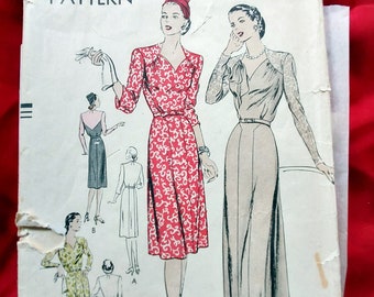 RARE Vogue 5121 1940s WWII evening gown, cocktail dress pattern.  Size 18 B 36. CUT