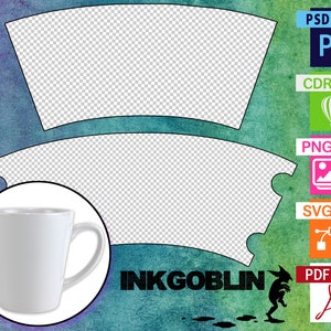 Mug Template for 12oz Latte Mug for Photoshop Corel. Includes PDF, PNG & SVG