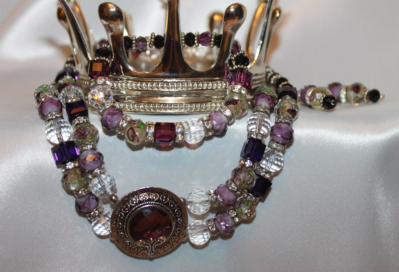Handmade Purple Choker Style Necklace Set
