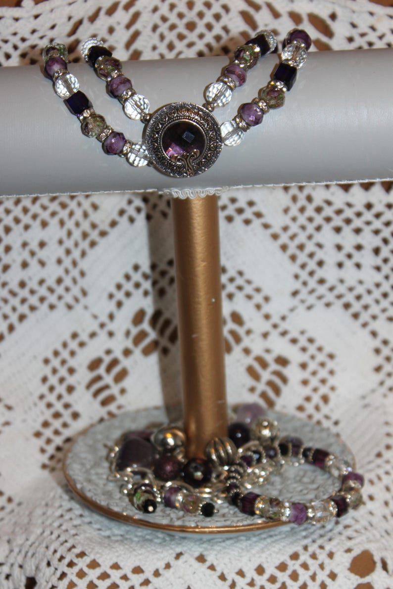 Handmade Purple Choker Style Necklace Set