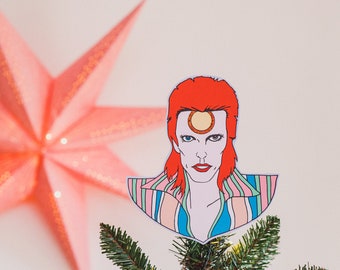 Printable Tree Topper, Gift for music fans, alternative decor, Bowie