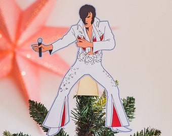 Vegas Impersonator Tree Topper, Gift for music fans, Vegas, Kitsch Christmas Decor