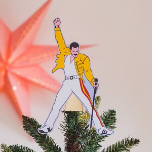 Freddie Tree Topper, Gift for music fans, alternative decor, bohemian rhapsody, queen, gay christmas image 3