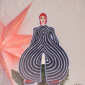 Starman Tree Topper, space oddity, Gift for music fans, alternative decor, Ziggy Stardust, Aladdin Sane image 2