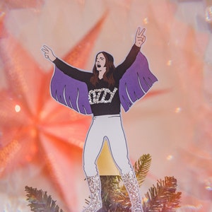 Ozzy Christmas Tree Topper, Black Sabbath, Gift for music fans, alternative decor, plastic free glitter