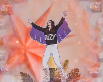 Ozzy Christmas Tree Topper, Black Sabbath, regalo para fanáticos de la música, decoración alternativa, brillo sin plástico