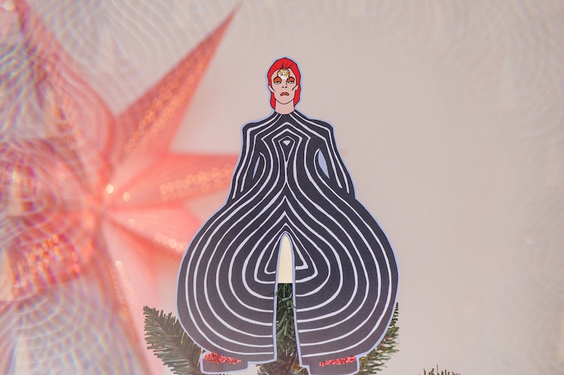 Starman Tree Topper, space oddity, Gift for music fans, alternative decor, Ziggy Stardust, Aladdin Sane image 2