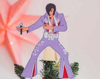 Vegas Impersonator Christmas Tree Topper, Gift for music fans, Vegas, alternative decor, Kitsch, Christmas Decor