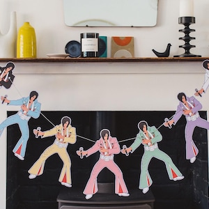 Guirnalda de imitador de Las Vegas para imprimir, decoración de fiesta para imprimir, descarga instantánea, decoración de fiesta DIY, fanático de la música,