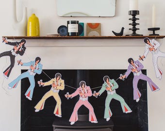Printable Vegas Impersonator Garland, Printable Party Decor, Instant Download, DIY Party Decoration, music fan,