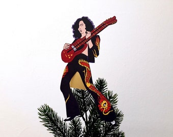 Rock Star Christmas Tree Topper, Gift for music fans, Led Zeppelin, alternative decor