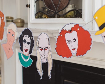 Frank N Friends Bunting, Horror decoration, Vintage Horror, paper garland, 1970s party, Glam, Cult Movie