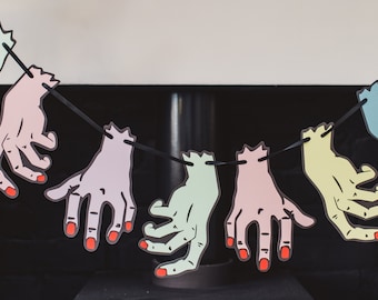 Severed hand garland, Spooky Party, Pastel Goth, Horror, Geek gift