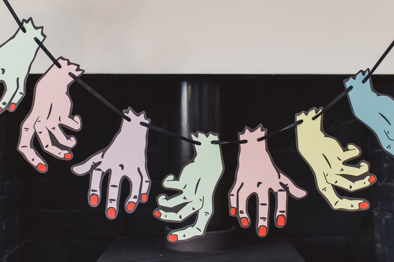 Severed hand garland Spooky Party Pastel Goth Horror Geek image 1
